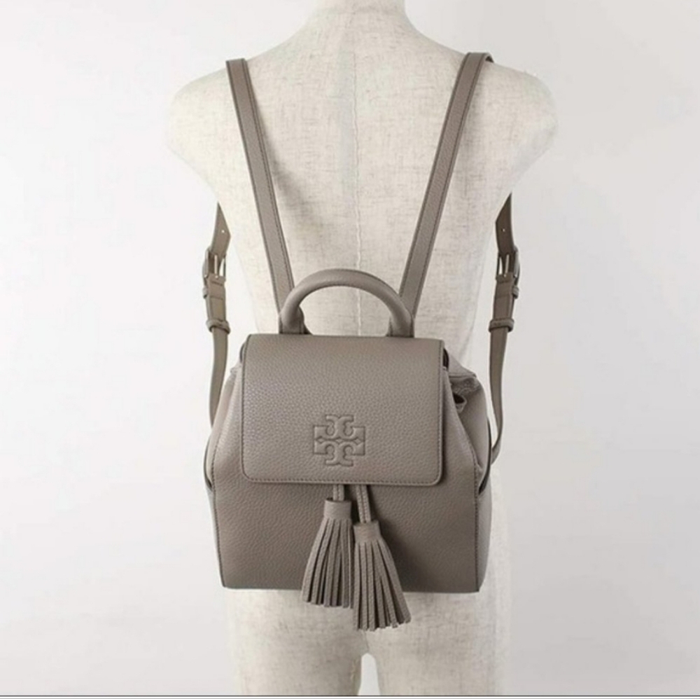 Tory Burch Thea Mini Leather Backpack French Gray NWT         Tory Burch